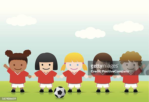 soccer girls - girls playing soccer stock illustrations
