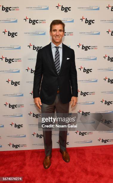 Eli Manning attends the annual Charity Day hosted by BGC Group and The Cantor Fitzgerald Relief Fund on September 11, 2023 in New York City.