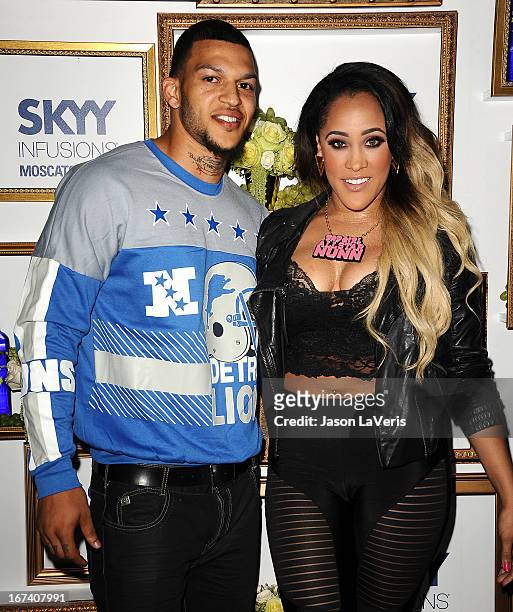 Jacob Payne and Natalie Nunn attend the House Of Moscato launch party at Greystone Manor Supperclub on April 24, 2013 in West Hollywood, California.