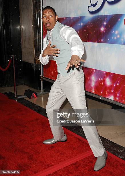 Nick Cannon attends the "America's Got Talent" season eight premiere party at the Pantages Theatre on April 24, 2013 in Hollywood, California.