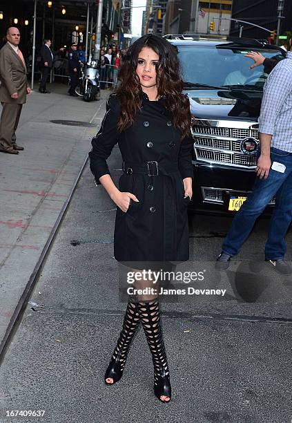 Selena Gomez leaves the "Late Show With David Letterman" at Ed Sullivan Theater on April 24, 2013 in New York City.