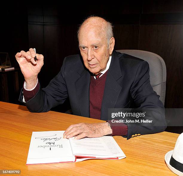 Actor/Comedian Carl Reiner signs copies of his new book "I Remember Me" at Barnes & Noble bookstore at The Grove on April 24, 2013 in Los Angeles,...