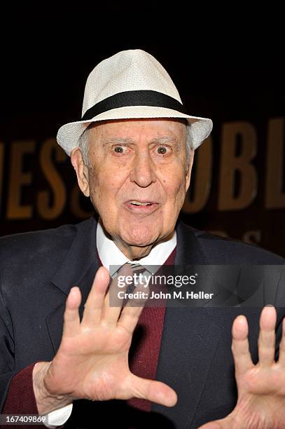 Actor/Comedian Carl Reiner signs copies of his new book "I Remember Me" at Barnes & Noble bookstore at The Grove on April 24, 2013 in Los Angeles,...