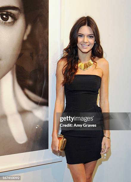 Kendall Jenner attends the Nomad Two Worlds and Russell James Private Reception at Guy Hepner Gallery on April 24, 2013 in Hollywood, California.