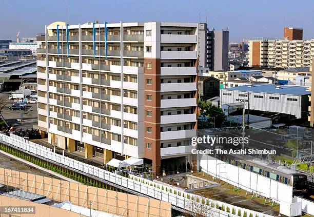 West Takarazuka Line runs at the accident site on April 25, 2013 in Amagasaki, Hyogo, Japan. 107 passengers and driver were killed by train...