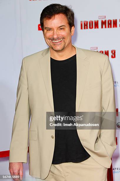 Director Shane Black attends the premiere of Walt Disney Pictures' 'Iron Man 3' at the El Capitan Theatre on April 24, 2013 in Hollywood, California.