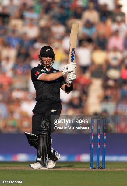 Will Young of New Zealand batting during the second Metro Bank One Day International match between England and New Zealand at The Ageas Bowl on...