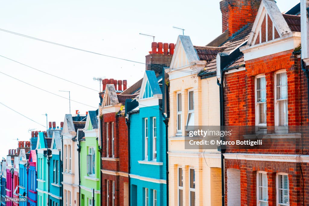 Multi-colored townhouses in Brighton, UK