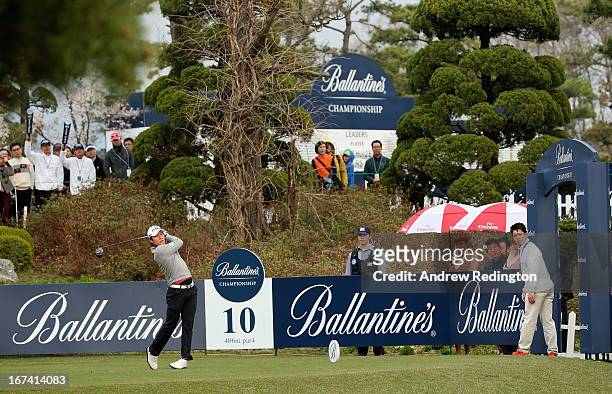 Kim of Korea in action during the first round of the Ballantine's Championship at Blackstone Golf Club on April 25, 2013 in Icheon, South Korea.