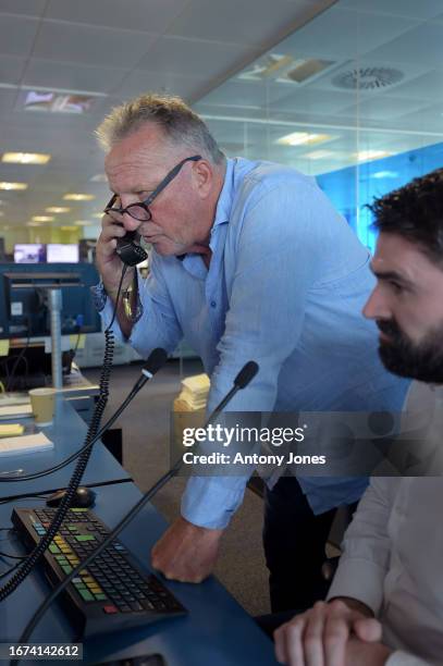 Lord Ian Botham, representing Beefy's Charity Foundation makes a trade at the GFI Charity Day 2023 on September 11, 2023 in London, England.