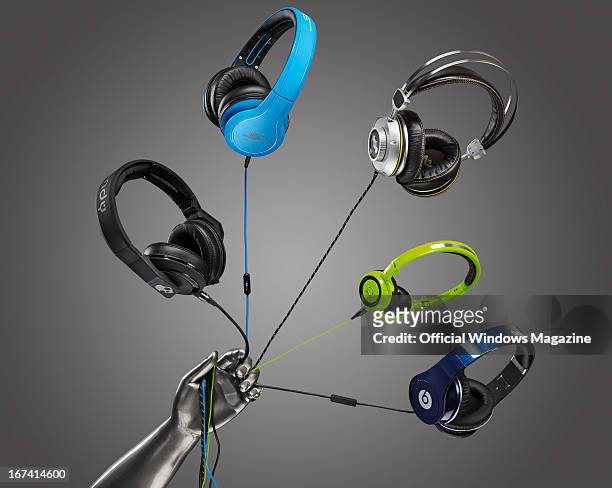 Selection of celebrity-branded headphones, including Skullcandy Mix Master Mike, SMS Audio Street By 50 Cent, House of Marley Destiny TTR, AKG Quincy...