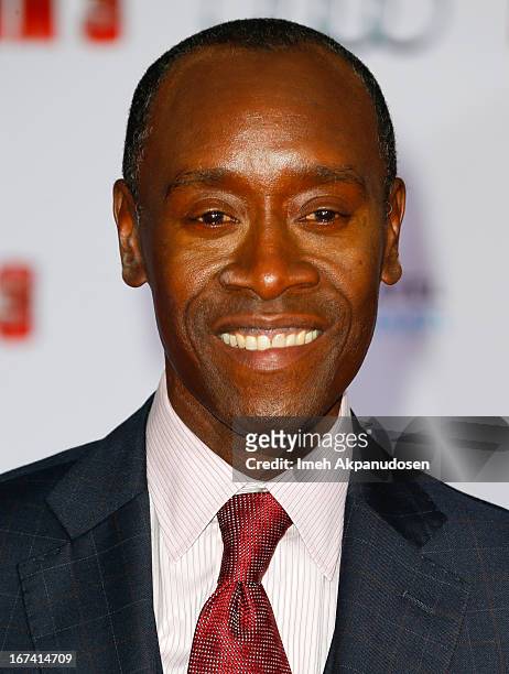 Actor Don Cheadle attends the premiere of Walt Disney Pictures' 'Iron Man 3' at the El Capitan Theatre on April 24, 2013 in Hollywood, California.