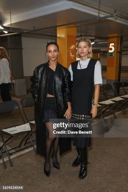 Francesca Hayward and Phoebe Lettice-Thompson attend the Supriya Lele show during London Fashion Week September 2023 at the Barbican Centre on...