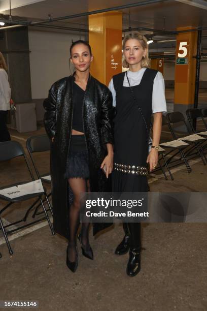 Francesca Hayward and Phoebe Lettice-Thompson attend the Supriya Lele show during London Fashion Week September 2023 at the Barbican Centre on...