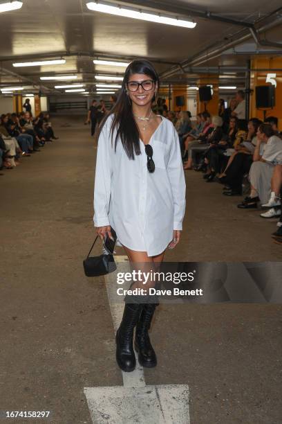 Mia Khalifa attends the Supriya Lele show during London Fashion Week September 2023 at the Barbican Centre on September 18, 2023 in London, England.