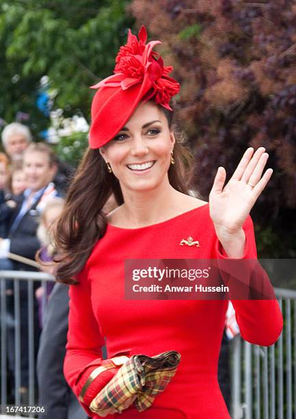 Catherine, Duchess of Cambridge arrives to board the royal barge 'Spirit of Chartwell' for the Thames Diamond Jubilee Pageant on the River Thames in...