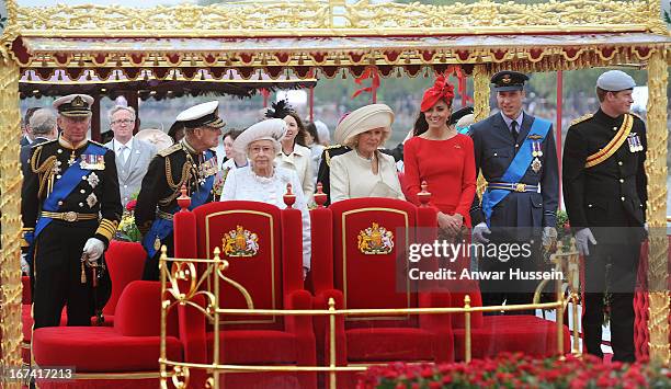 Prince Charles, Prince of Wales, Prince Philip, Duke of Edinburgh, Queen Elizabeth ll, Camilla, Duchess of Cornwall, Catherine, Duchess of Cambridge,...