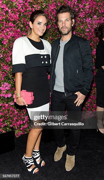 Laure Heriard Dubreuil and Aaron Young attend the 8th annual Chanel Artists Dinner during the 2013 Tribeca Film Festival at The Odeon on April 24,...