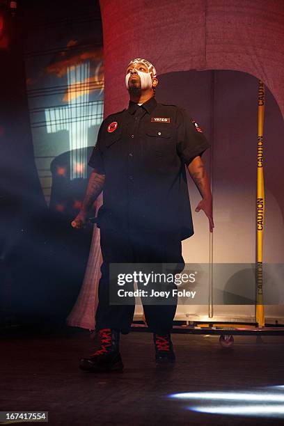 Tech N9ne performs onstage at the Egyptian Room at Old National Centre on April 24, 2013 in Indianapolis, Indiana.