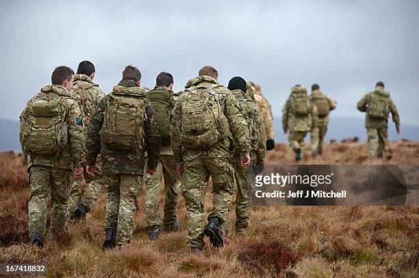 1st Battalion The Royal Irish Regiment during a British And French Airborne Forces joint exercise on April 25, 2013 in Stranraer, Scotland. Exercise...