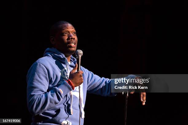 Comedian Michael Che performs on stage during the Moontower Comedy Festival at the Paramount Theatre on April 24, 2013 in Austin, Texas.