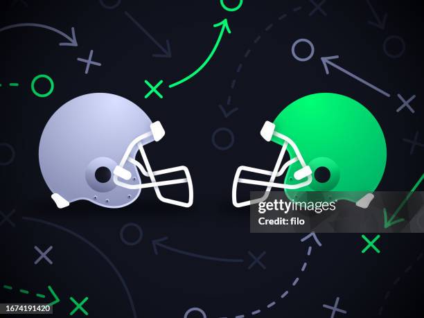 illustrations, cliparts, dessins animés et icônes de casque de football rivalité jeu playcall contexte - casque de football américain