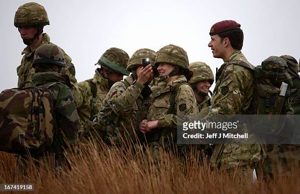 Soldiers participate during a British And French Airborne Forces joint exercise on April 25, 2013 in Stranraer, Scotland. Exercise 'Joint Warrior'...