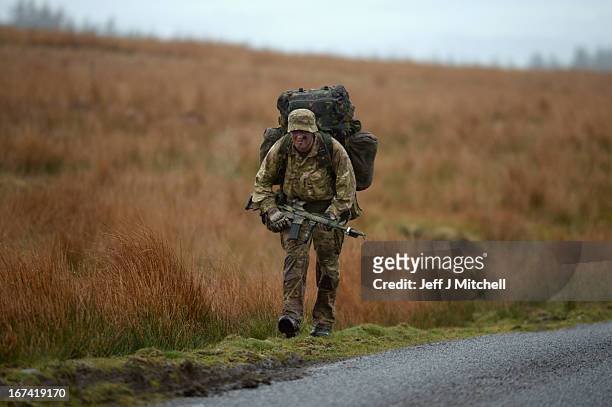 Soldiers participate during a British And French Airborne Forces joint exercise on April 25, 2013 in Stranraer, Scotland. Exercise 'Joint Warrior'...