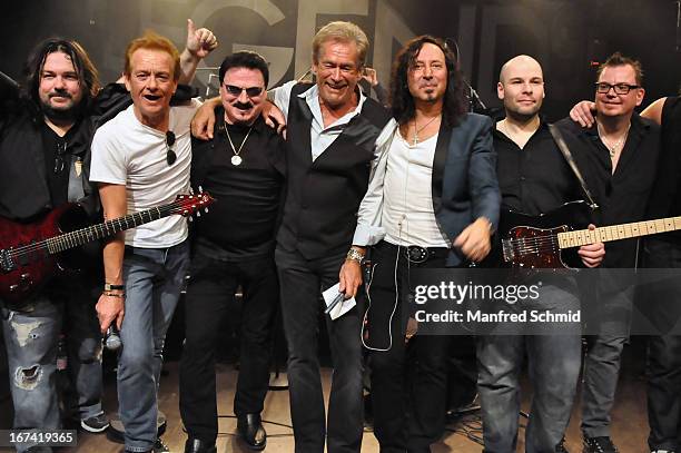 Tommy Denander, Graham Bonnet, Bobby Kimbal, Bill Champlin, Steve Augeri and Sayit Doelen perform onstage during the 30th anniversary party of Szene...