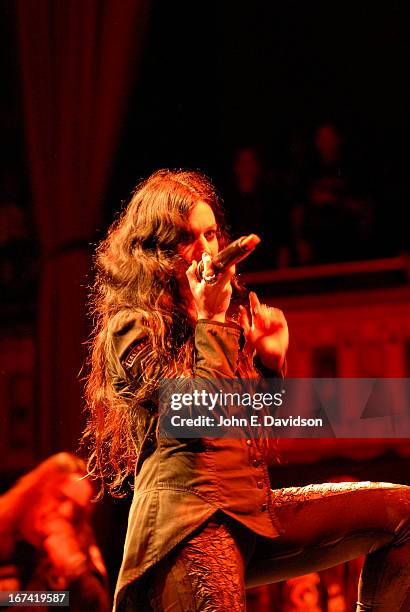 Christina Scabbia of Lacuna Coil performs at The Tabernacle on April 24, 2013 in Atlanta, Georgia.