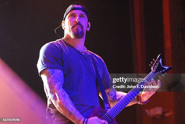 John Connolly of Sevendust performs at The Tabernacle on April 24, 2013 in Atlanta, Georgia.