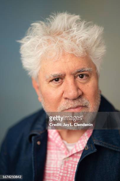 Director Pedro Almodóvar of 'Strange Way of Life' is photographed for Los Angeles on September 10, 2023 at the Toronto International Film Festival at...