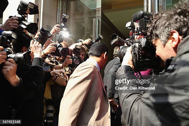 Horse trainer Mahmood Al Zarooni arrives to face a British Horseracing Authority disciplinary panel in High Holborn on April 25, 2013 in London,...