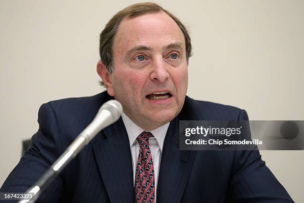 Commissioner Gary Bettman participates in a briefing on the state of hockey with members of the Congressional Hockey Caucus in the Rayburn House...