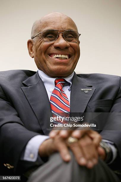 Willie O'Ree, the first black professional hockey player to join the NHL, attends a briefing on the state of hockey in the Rayburn House Office...