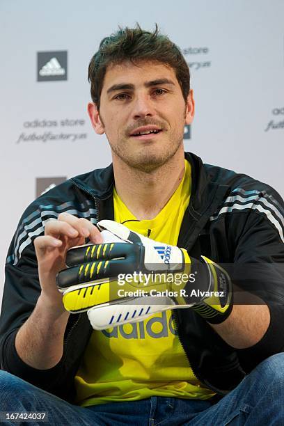 Real Madrid goalkeeper Iker Casillas present the new boots Adidas Predator at the Adidas Parque Sur store on April 25, 2013 in Madrid, Spain.