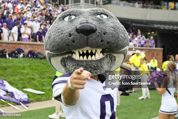 Kansas State Wildcats mascot Willie the Wildcat during a college football game between the Kansas State Wildcats and Missouri Tigers on Sep 16, 2023...