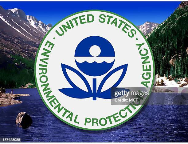 Col. X 3.25 inches/108x83 mm/368x281 pixels Kurt Strazdins color illustration of the Environmental Protection Agency logo over a background photo of...