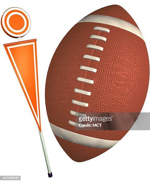 Col x 3.5 in / 72x89 mm / 245x302 pixels Kurt Strazdins color illustration of a football and sideline marker.