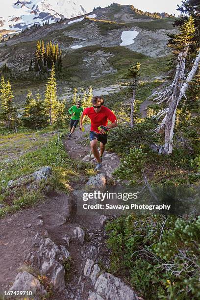 Mountain Trail Running In The North Cascades, Foto de stock