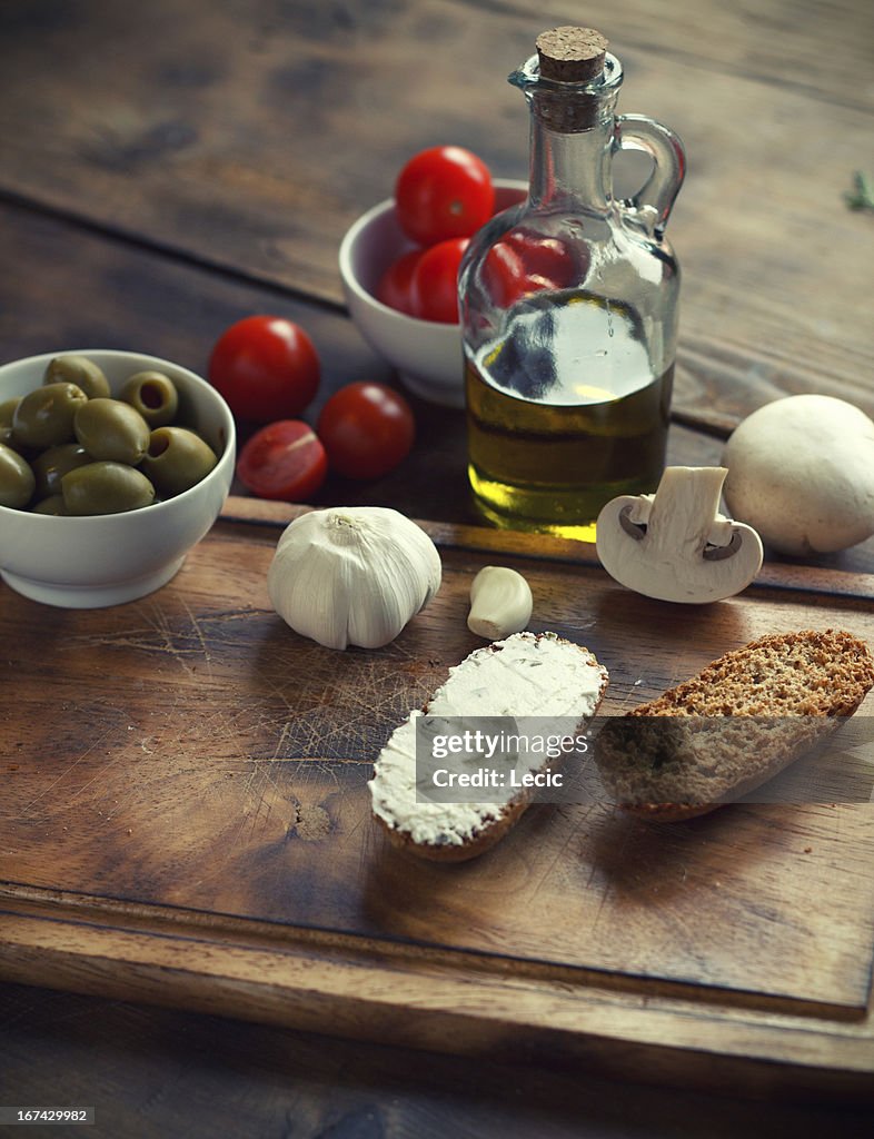 Ingredients  on a cutting board