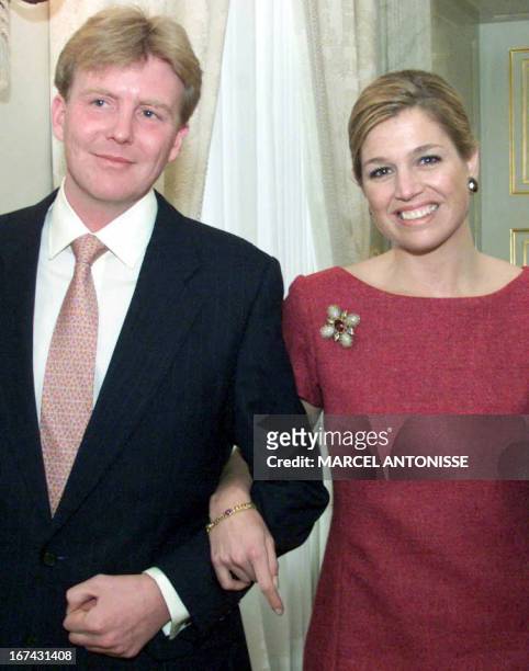 Dutch Crownprince Willem Alexander and Maxima Zorregiueta pose prior to the announcement by Queen Beatrix of the engagement of the crownprince and...