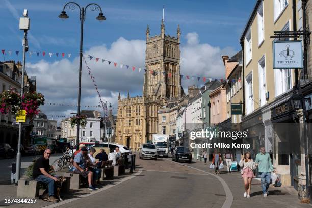 Parish Church of St John Baptist at Market Place on 13th September 2023 in Cirencester, United Kingdom. Cirencester is a market town in...