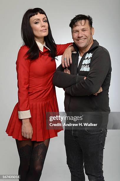Danny Mulheron, director and Kate Elliott, actress of the film "Fresh Meat" pose at the Tribeca Film Festival 2013 portrait studio on April 25, 2013...
