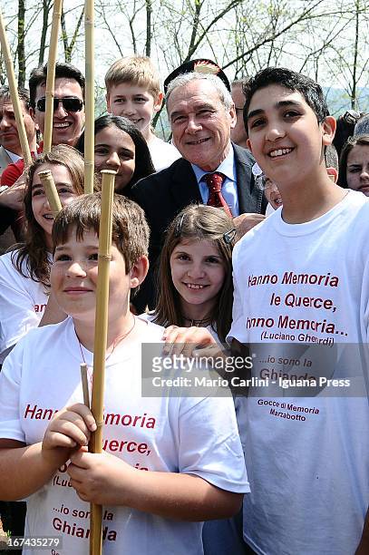 Pietro Grasso, President of the Senate of Italian Republic attends a celebration of the 68th anniversary of liberation and end of WWII at san Martino...