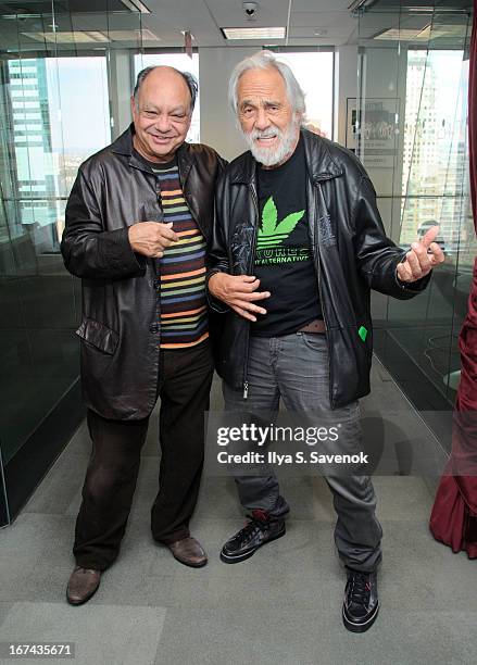 Cheech Marin and Tommy Chong visit the SiriusXM Studios on April 25, 2013 in New York City.