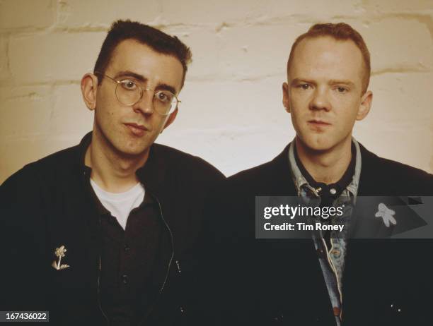 Richard Coles and Jimmy Somerville of British pop group 'The Communards, circa 1987.