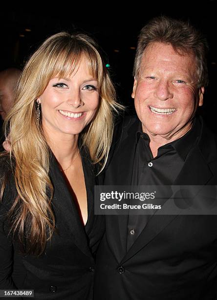 Marketa Janska and Ryan O'Neal attend the "I'll Eat You Last: A Chat With Sue Mengers" Broadway opening night after-party at The Russian Tea Room on...