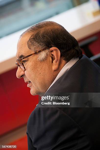 Russian billionaire Alisher Usmanov speaks during a Bloomberg interview in Moscow, Russia, on Thursday, April 25, 2013. Usmanov, Russia's wealthiest...