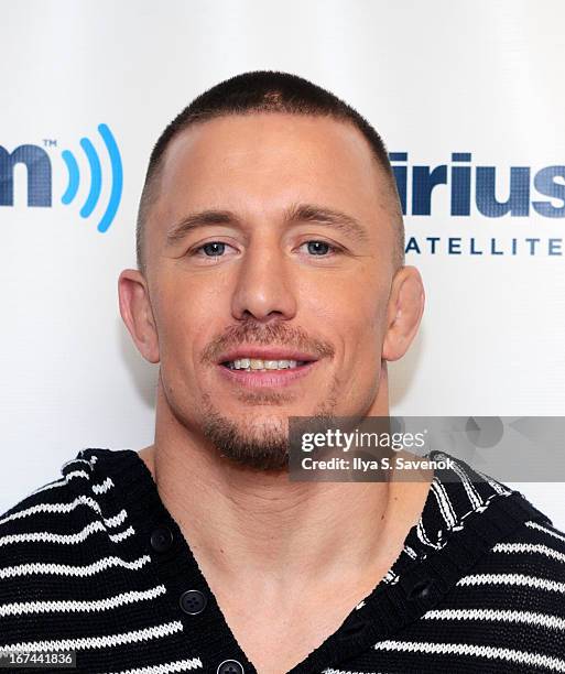 Fighter Georges St. Pierre aka GSP visits the SiriusXM Studios on April 25, 2013 in New York City.